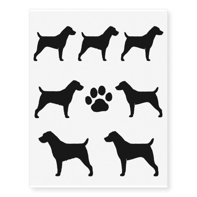 Jack Russell Terrier Silhouettes Temporary Tattoos (Front)