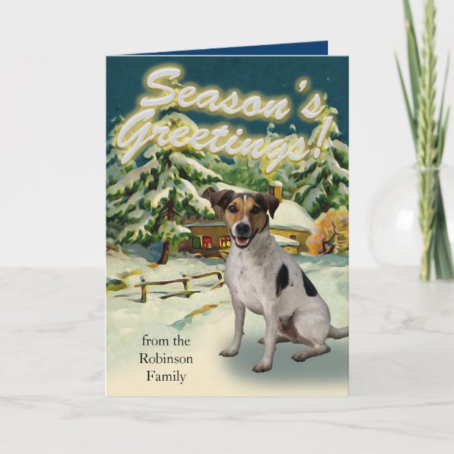 Jack Russell Terrier Snow Cabin Christmas Cards (Front)