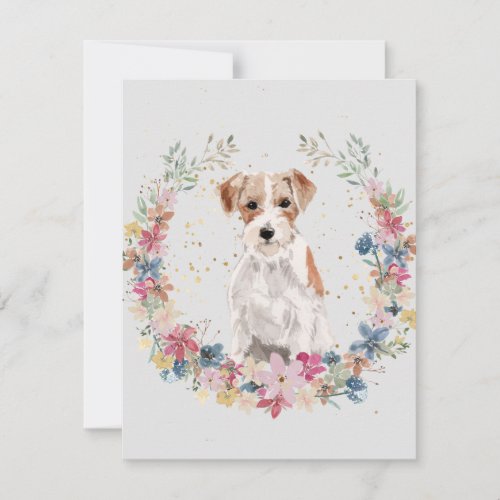 Jack Russell Terrier Spring Flowers Monogram Note Card