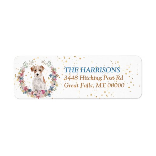 Jack Russell Terrier Spring Flowers Wreath Label