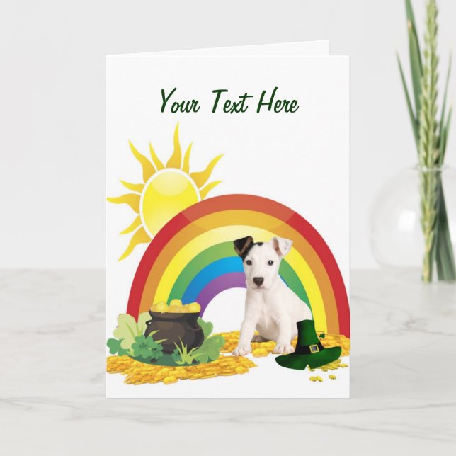 Jack Russell Terrier St. Patrick’s Day Wishes Card (Front)