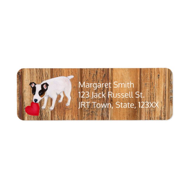 Jack Russell Terrier Valentine Address Wood Label (Front)