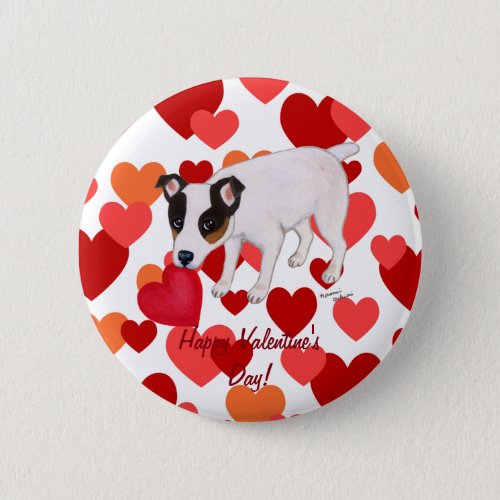 Jack Russell Terrier Valentine Button