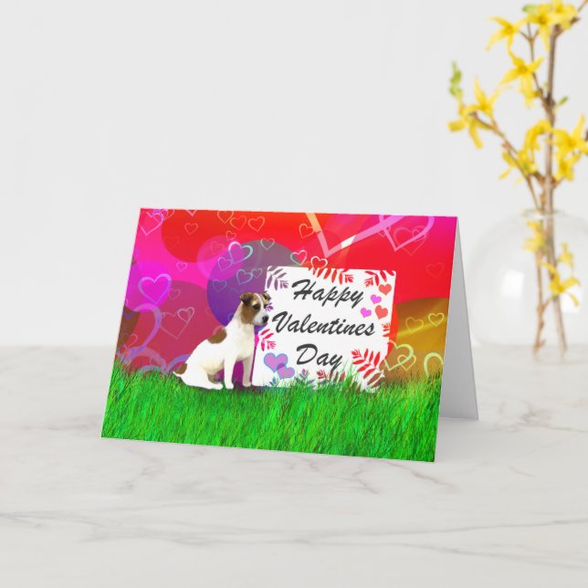 Jack Russell Terrier Valentine Card (Yellow Flower)