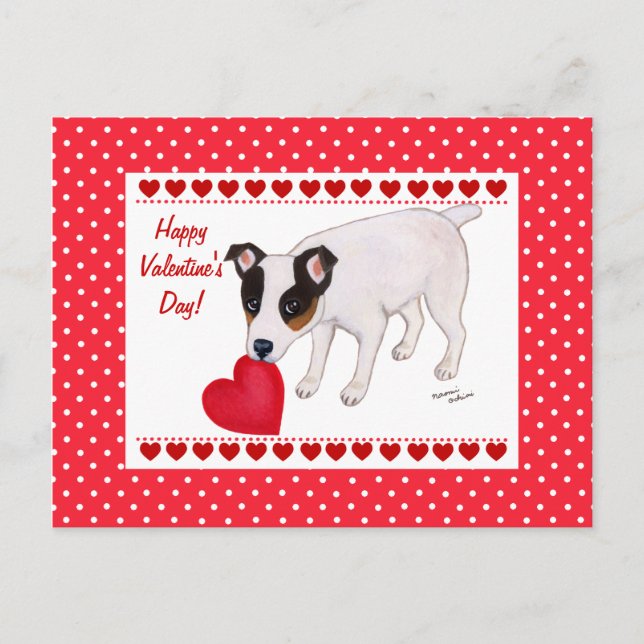 Jack Russell Terrier Valentine Postcard (Front)