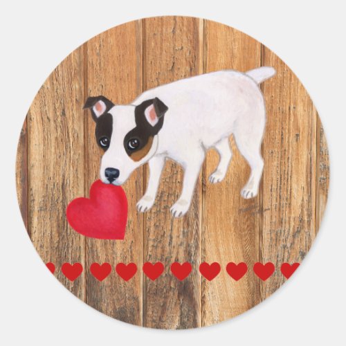 Jack Russell Terrier Valentine Stickers Wood