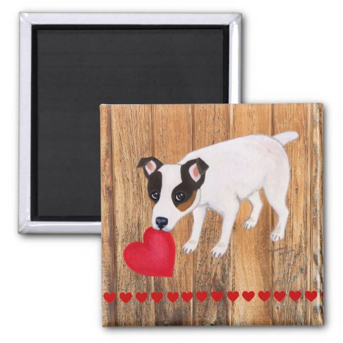 Jack Russell Terrier Valentine Wood Magnet