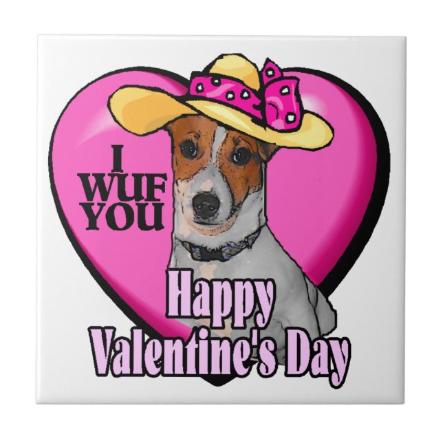 Jack Russell Terrier Valentine's Day Ceramic Tile (Front)