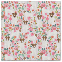 jack russell terrier vintage florals pale lavender fabric