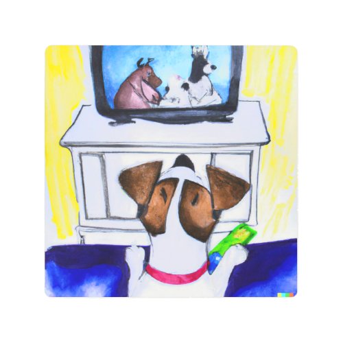 Jack Russell Terrier Watching a Dog TV Show Metal Print