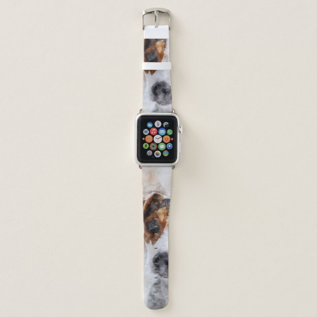 Jack Russell Terrier Watercolor Art Apple Watch Band (Front)