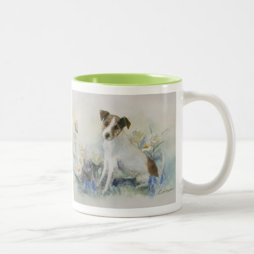 Jack Russell Terrier Watercolor Dog Painting Two_Tone Coffee Mug