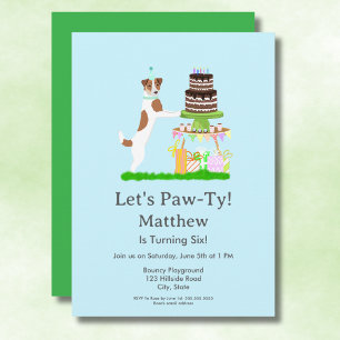 Jack Russell Terrier With Birthday Cake Invite