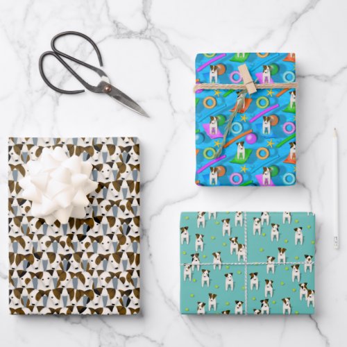 Jack Russell Terriers 3 cute dog patterns Wrapping Paper Sheets