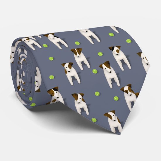 Jack Russell Terriers dogs tennis balls slate Neck Tie