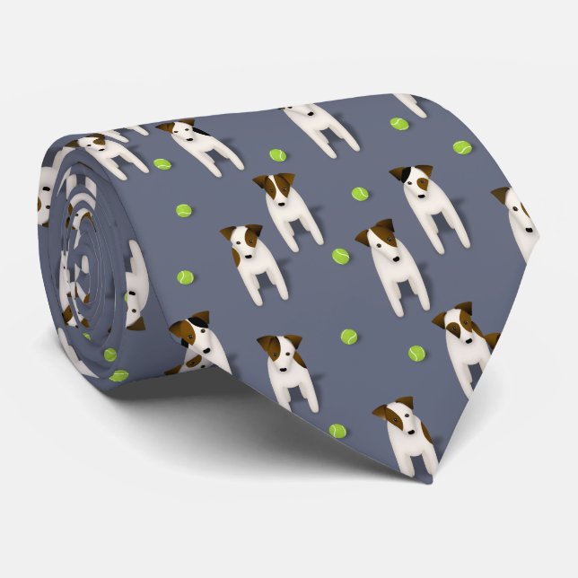 Jack Russell Terriers dogs tennis balls slate Neck Tie (Rolled)