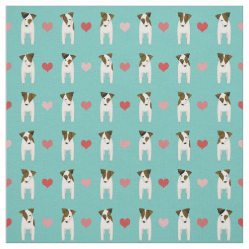 Jack Russell Terriers hearts light teal any color Fabric
