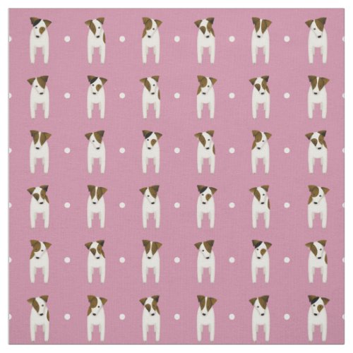 Jack Russell Terriers pin dot dusty rose any color Fabric