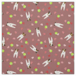Jack Russell Terriers tennis balls hearts pattern Fabric
