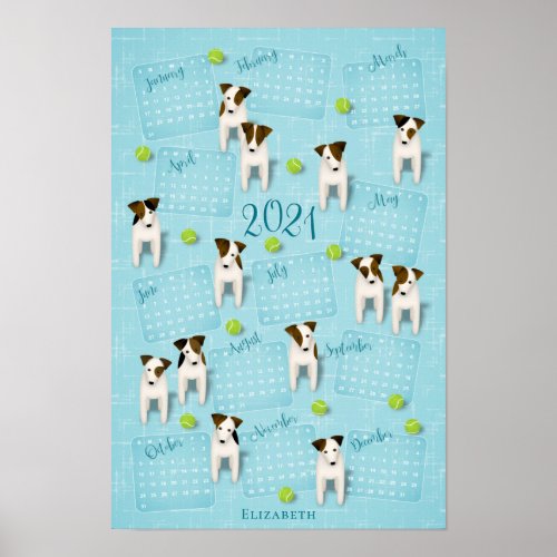 Jack Russell Terriers w tennis balls 2021 calendar Poster