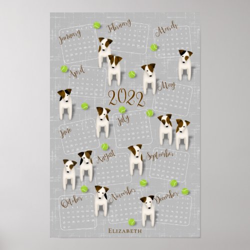Jack Russell Terriers w tennis balls 2022 calendar Poster