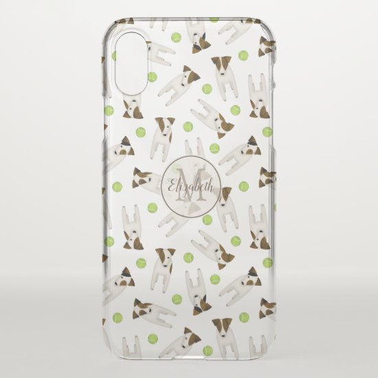 Jack Russell Terriers w tennis balls monogrammed iPhone XS Case