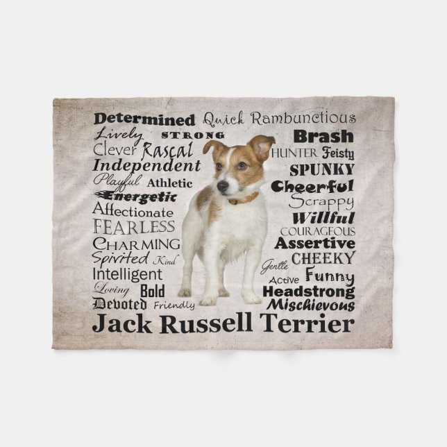 Jack Russell Traits Fleece Blanket (Front (Horizontal))