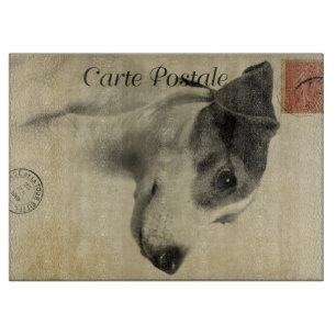 Jack Russell Vintage Postcard Cutting Board