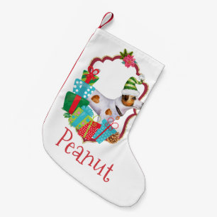 Jack Russell wearing hat Christmas wreath Small Christmas Stocking