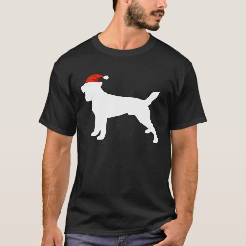Jack Russell Wearing Santa Hat Christmas Dog T_Shirt