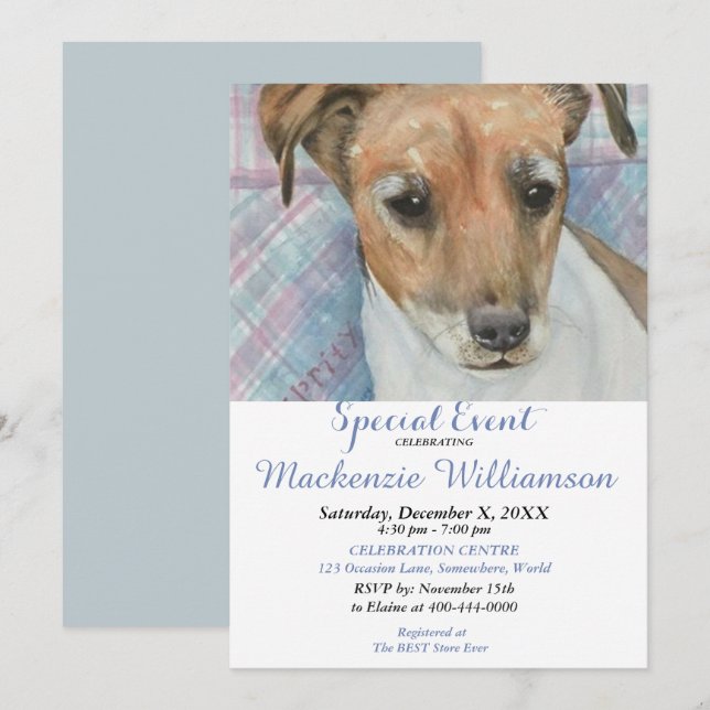 JACK RUSSELL WISHES HAPPY BIRTHDAY INVITATION (Front/Back)