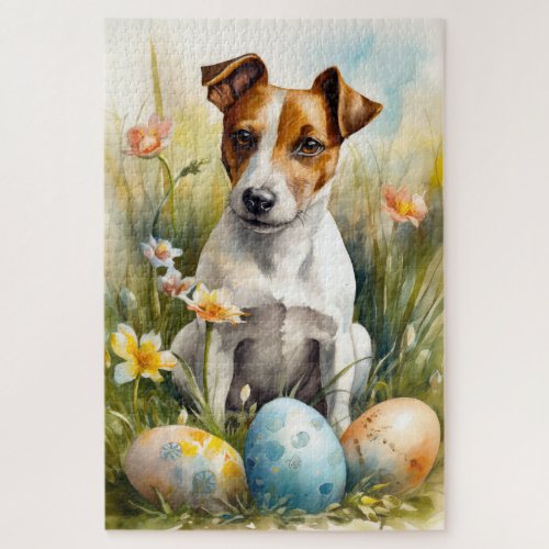 Jack Russell with Easter Eggs Jigsaw Puzzle