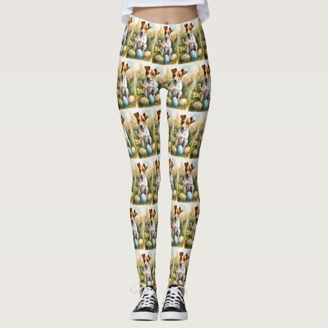 Jack Russell with Easter Eggs Leggings (Front)