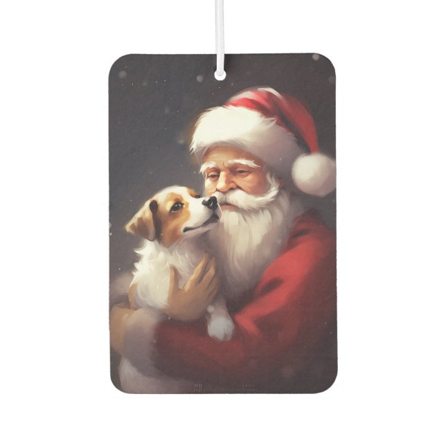 Jack Russell With Santa Claus Festive Christmas Air Freshener (Front)
