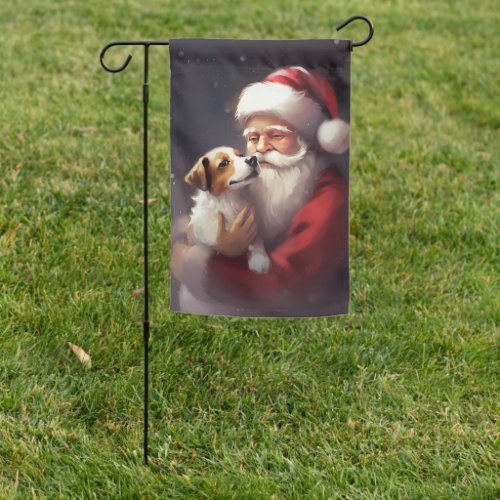 Jack Russell With Santa Claus Festive Christmas Garden Flag