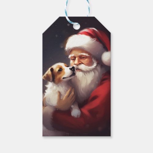 Jack Russell With Santa Claus Festive Christmas Gift Tags