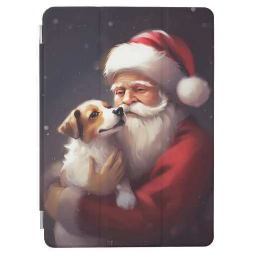 Jack Russell With Santa Claus Festive Christmas iPad Air Cover