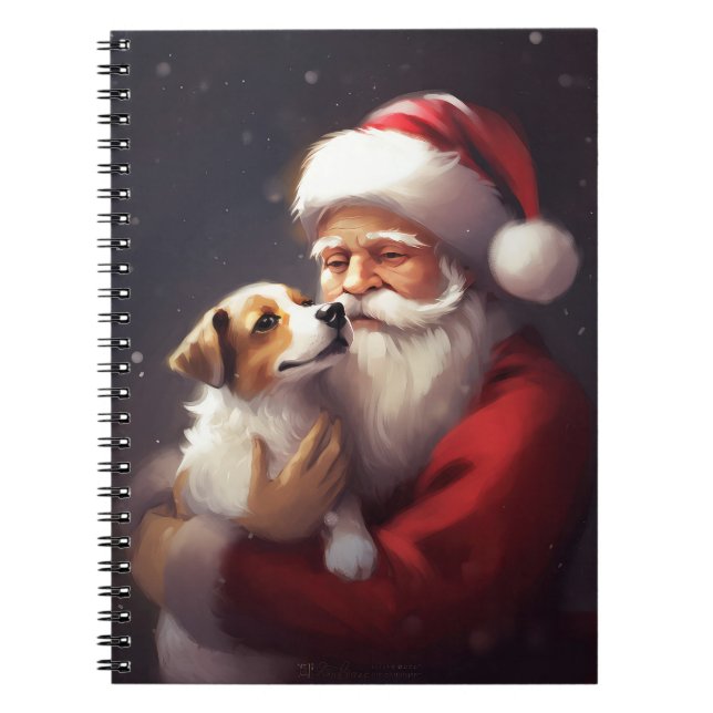 Jack Russell With Santa Claus Festive Christmas Notebook (Front)