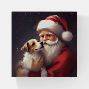 Jack Russell With Santa Claus Festive Christmas Paperweight