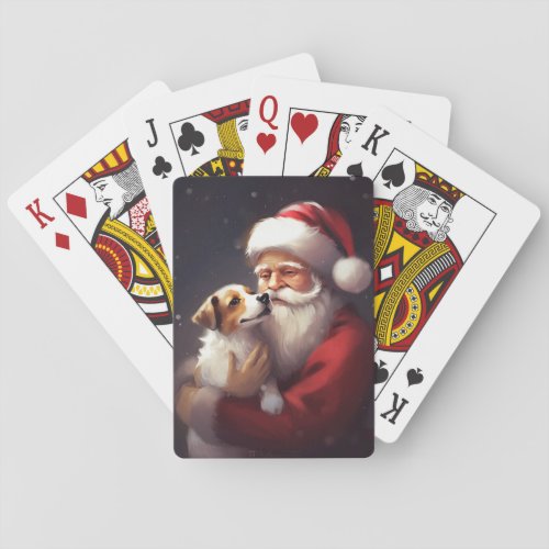Jack Russell With Santa Claus Festive Christmas Poker Cards