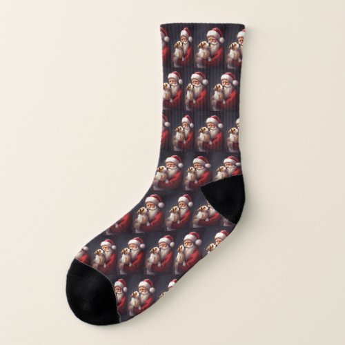 Jack Russell With Santa Claus Festive Christmas Socks