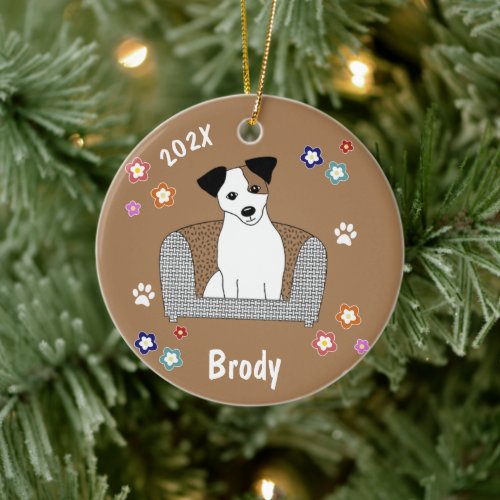 Jack Russell Xmas Ceramic Ornament