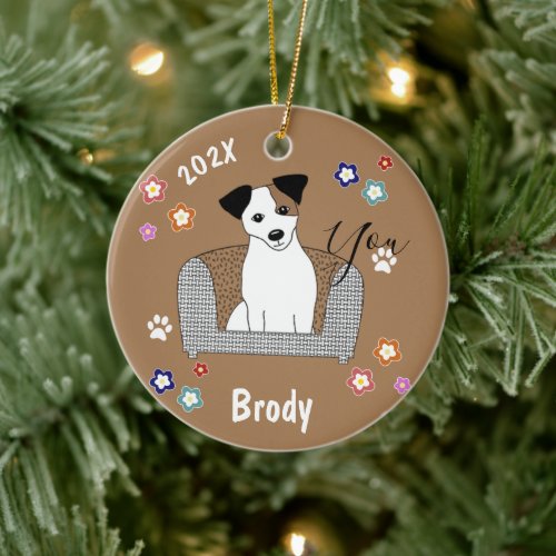 Jack Russell Xmas Ceramic Ornament