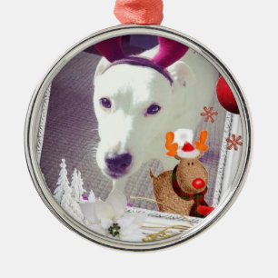 Jack Russell Xmas Metal Ornament
