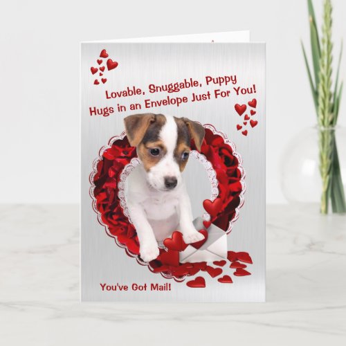 Jack Russell Youve Got Mail Puppy Hugs Valentine Holiday Card
