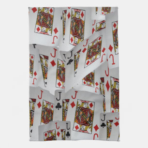 "Jack’s Wild: A Scatter of Poker Cards" Kitchen Towel