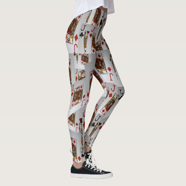 "Jack’s Wild: A Scatter of Poker Cards" Leggings (Right)