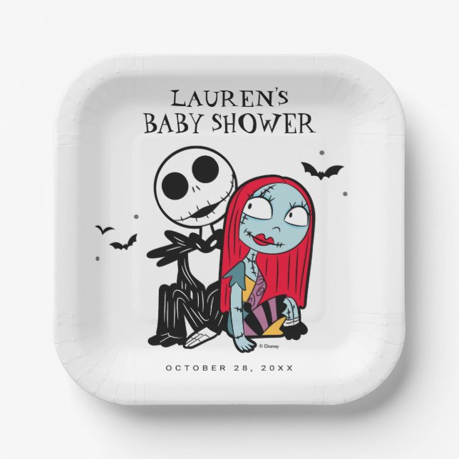 Jack & Sally Baby Shower Paper Plates (Front)