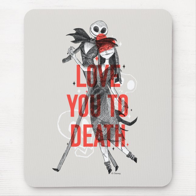 Jack & Sally - Love You To Death Typography Mouse Pad (Front)