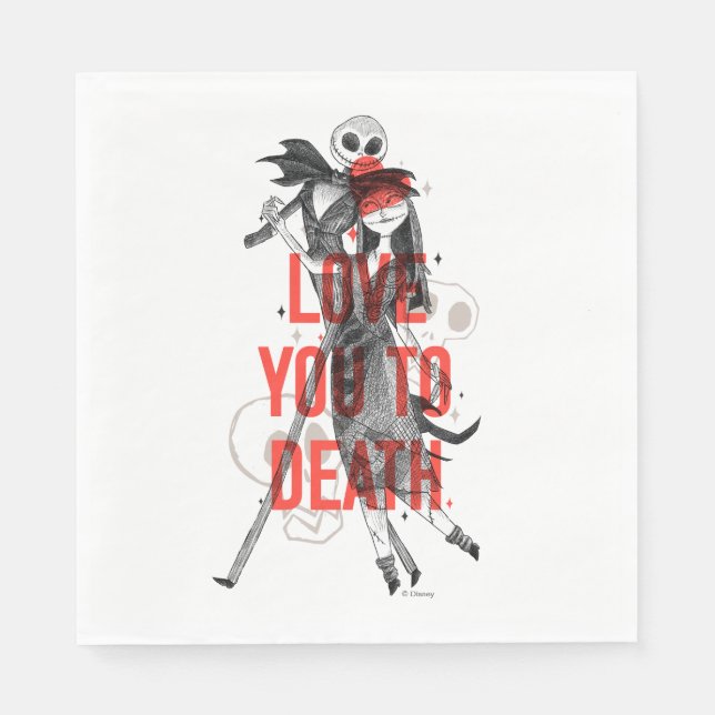 Jack & Sally - Love You To Death Typography Napkins (Front)